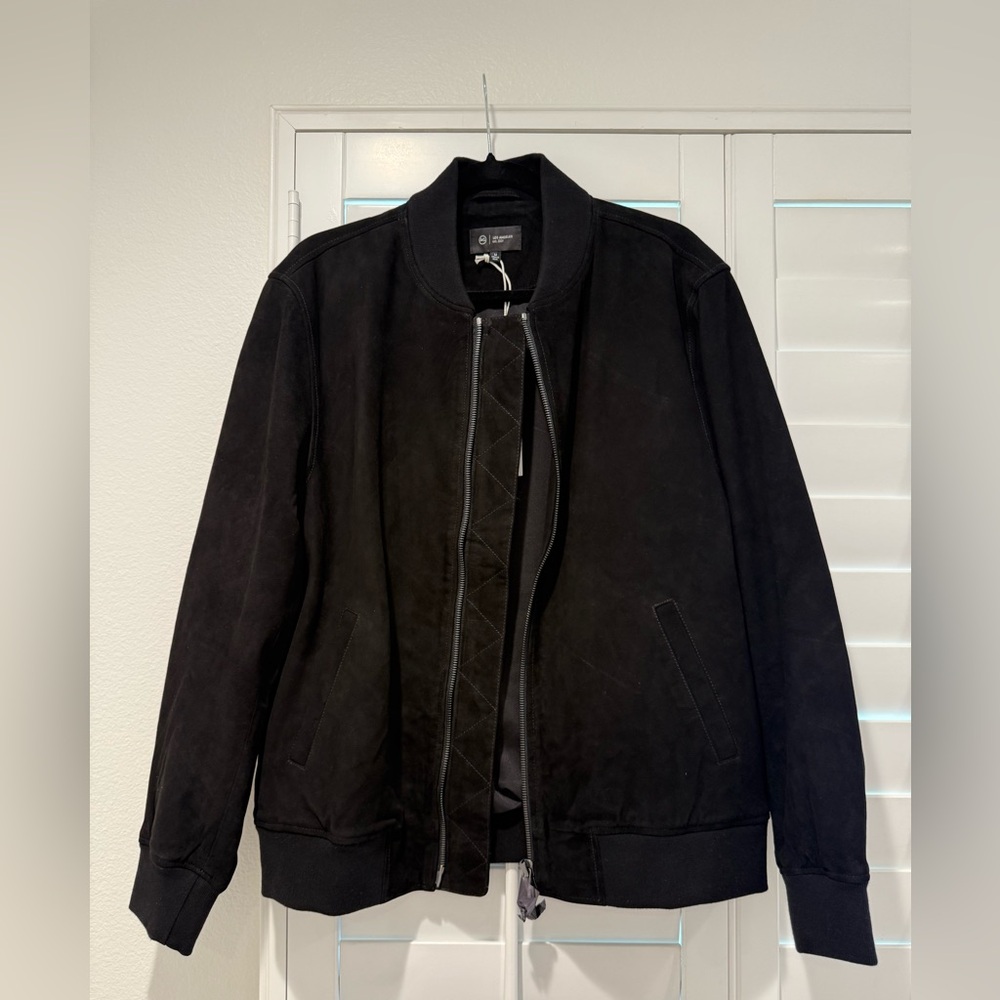 AG JEANS Dayton Men's Black Bomber Suede Jacket
